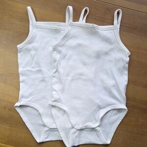 H&M 2 Cotton Sleeveless Bodysuits 18m White